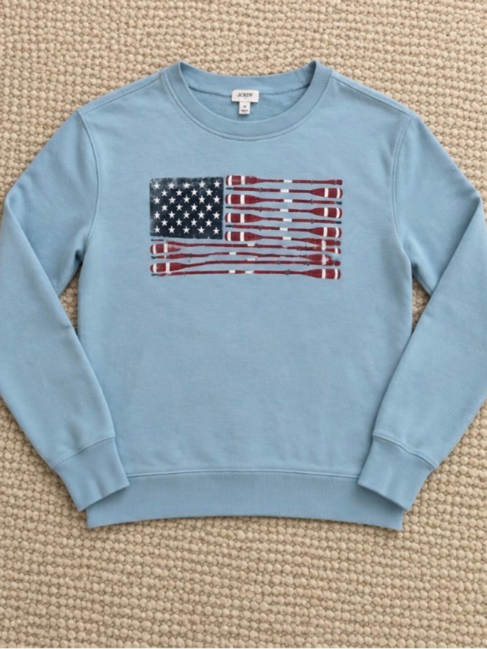 J.Crew Factory Oar Flag Graphic Sweatshirt Blue Americana Rowing Size M